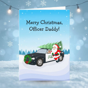 Cartão Feliz Natal Oficial Papai Noel Com Carro de Políci