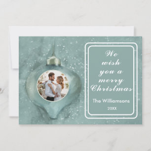 Cartão Feliz Natal Ornament Personalizado Foto da Família