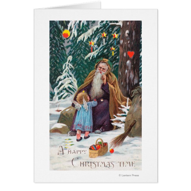 Cartão Feliz Natal Pai Natal com (Frente)
