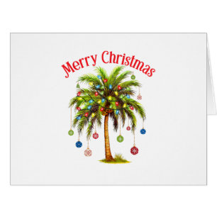 Cartão Feliz Natal Palm Tree Light Havaiana Tropical