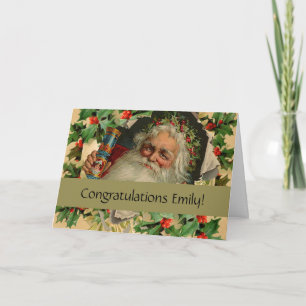 Cartão Feliz Natal Papai Noel Antigo clássico