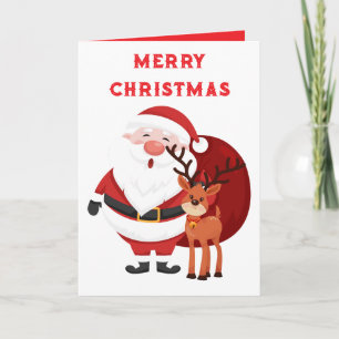 Cartão Feliz Natal Papai Noel e Rena