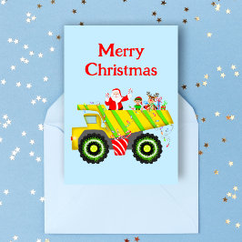 Cartão Feliz Natal Papai Noel no Lixo Elfo, Rena