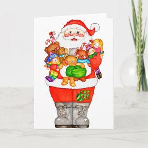 Cartão Feliz Natal Papai Noel Segurando Amor