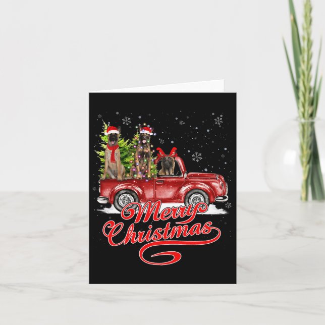 Cartão Feliz Natal Papais noeis Belgas Malinois Reindeer  (Frente)