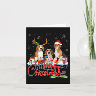 Cartão Feliz Natal Papais noeis De Cachorro Reindeer Ligh