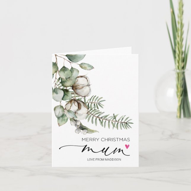 Cartão Feliz Natal Para A Mãe Mãe Da Placa Filha (Frente)