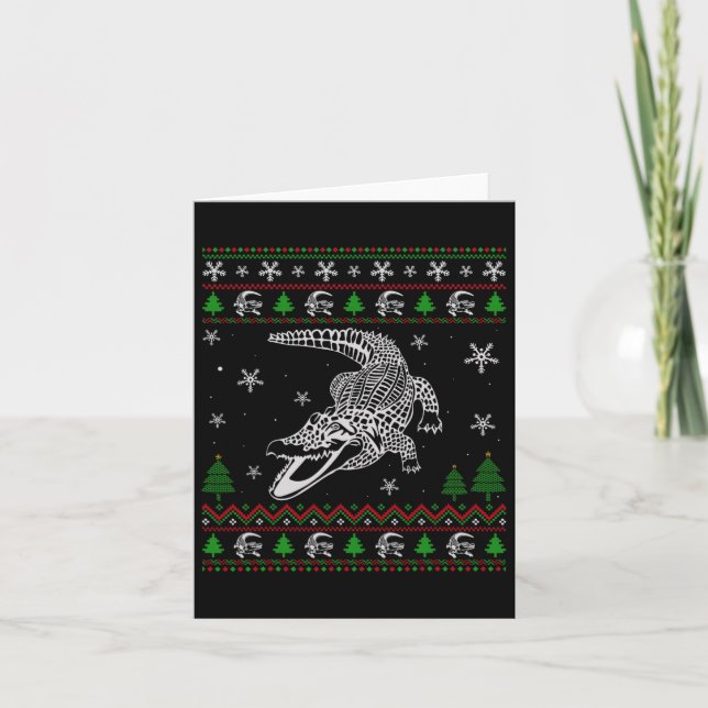 Cartão Feliz Natal Para Alligator Amantes Divertidos Feio (Frente)