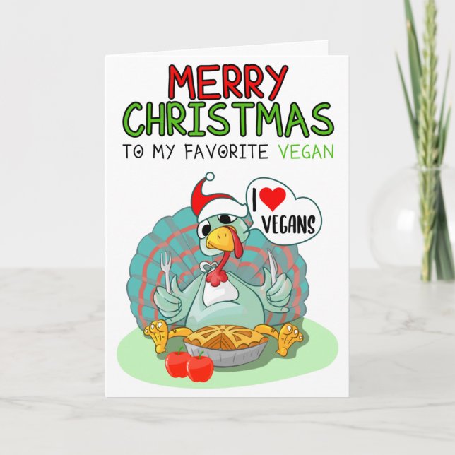 Cartão Feliz Natal Para Meu Vegan Favorito (Frente)