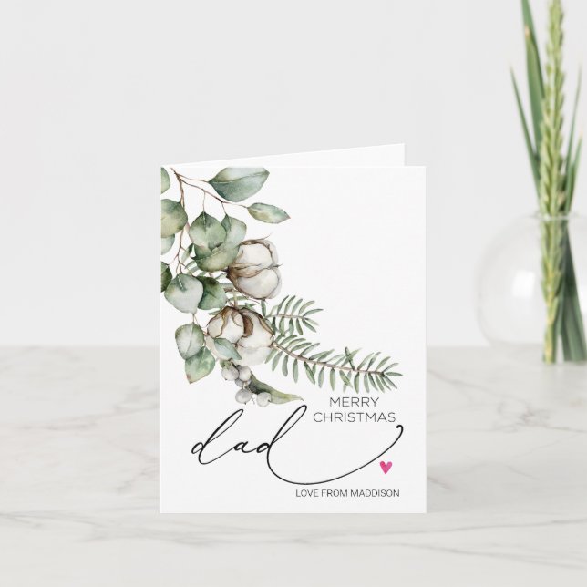 Cartão Feliz Natal Para O Pai Pai Da Placa Filha (Frente)