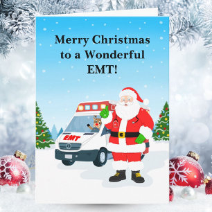 Cartão Feliz Natal para um maravilhoso EMT com Papai Noel