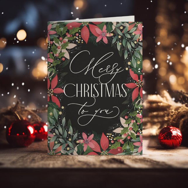 Cartão Feliz Natal para você Poinsettia Clássica (Criador carregado)