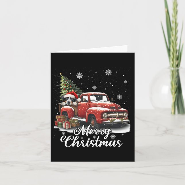 Cartão Feliz Natal - Pastor Australiano Cachorro Andando  (Frente)