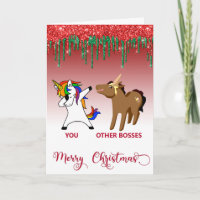 Feliz Natal Patrão Unicórnio Cavalo Engraçado