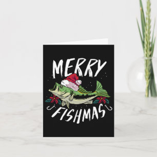 Cartão Feliz Natal Pensava que B Design de pesca - Feliz