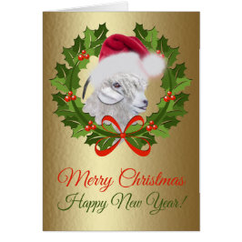 Cartão Feliz Natal - Pintura Angora Doe Goat