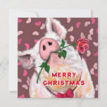 Cartão Feliz Natal Playful Card Gentleman Pig Rosa<br><div class="desc">Gentleman Pig - Pintura - Personalizável - Escolher / Adicionar o Texto Único - Nome / Cores / Fonte / Tamanho / Elementos - Imagem / Mais - Faça o seu presente especial - Redimensionar e mover ou remover e adicionar elementos / texto com ferramenta de personalização! Pintura e Design...</div>