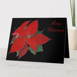 Cartão Feliz Natal Poinsettia em Saudação Negra