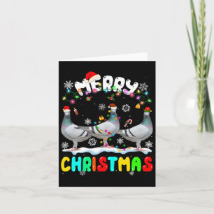 Cartão Feliz Natal Pombo Lover Santa Hat Luzes de Natal