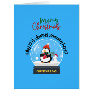 Cartão Feliz Natal Por Que Está Sempre Neva Aqui