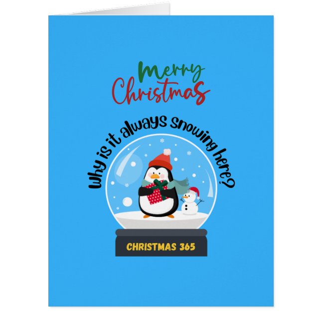 Cartão Feliz Natal Por Que Está Sempre Neva Aqui (Frente)