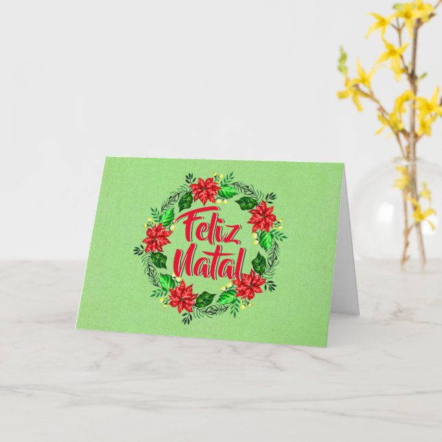 Cartão Feliz Natal Português Feliz Natal Saudação (Flor Amarela)