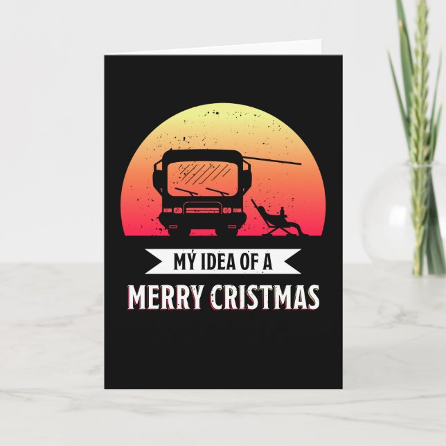 Cartão Feliz Natal - Presente no Camper van RV (Frente)