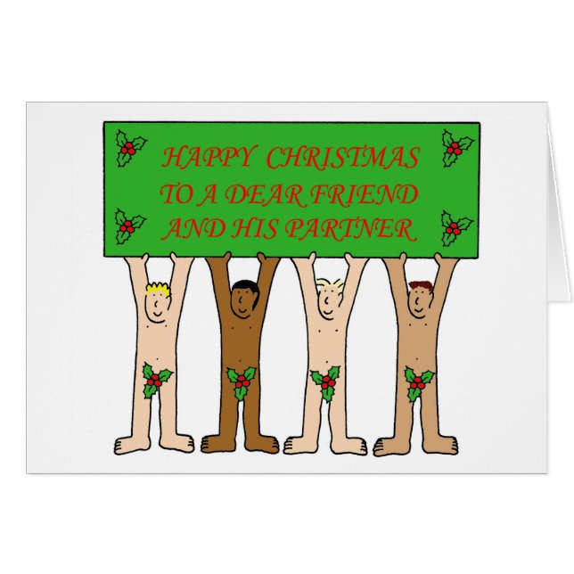 Cartão Feliz Natal Querido Amigo e Seu Parceiro (Frente Horizontal)