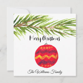 Cartão Feliz Natal Red Bauble Xmas Vintage Retro