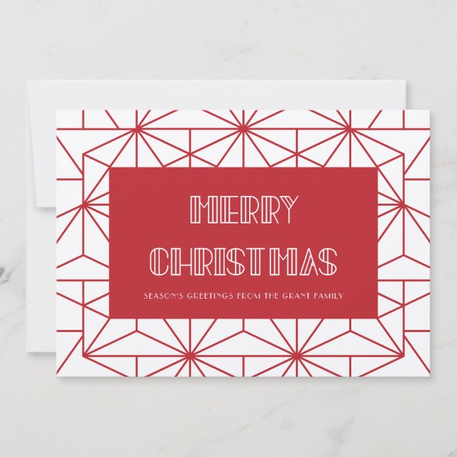 Cartão Feliz Natal Red & kraft Vintage 1920 deco (Frente)