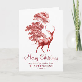 Cartão Feliz Natal Red Vintage Deer Card