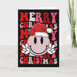 Cartão Feliz Natal Rosto Sorridente Chapéu do Papai Noel