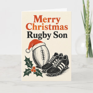 Cartão Feliz Natal Rugby Filho
