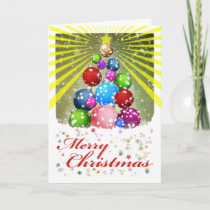 Cartão Feliz Natal Saudações, Ornamentos, Árvore, Estr