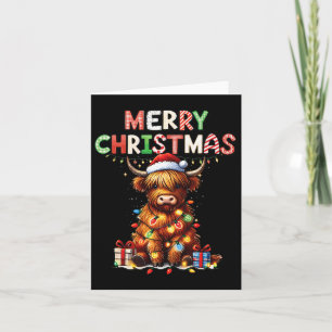 Cartão Feliz Natal Scottish Highland Cow Xmas Fazenda An