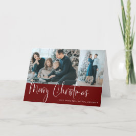 Cartão Feliz Natal Script 2 Feriado de Colagem de Fotos V