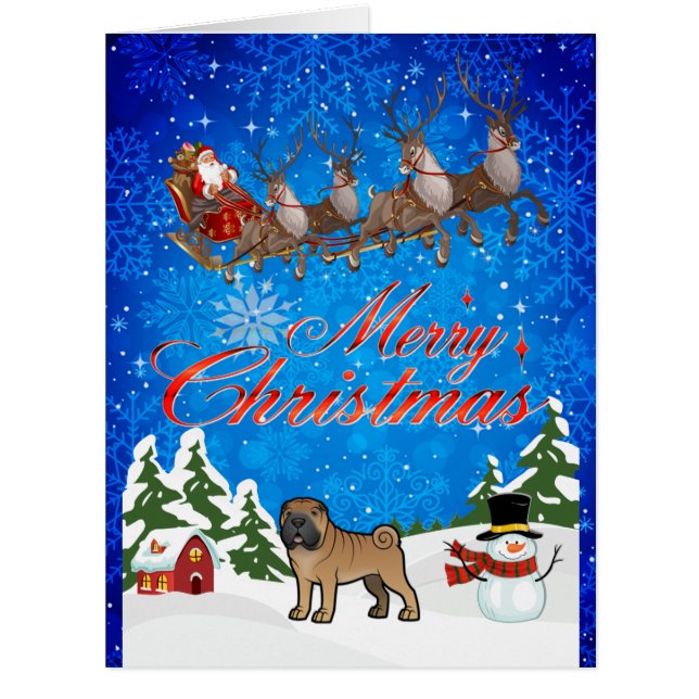 Cartão Feliz Natal Shar Pei (Frente)