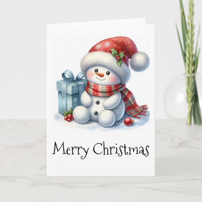 Cartão Feliz Natal Snowman (Frente)