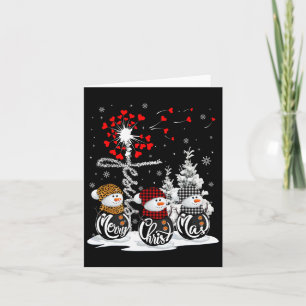 Cartão Feliz Natal Snowman Leopard Buffalo Red Xadrez