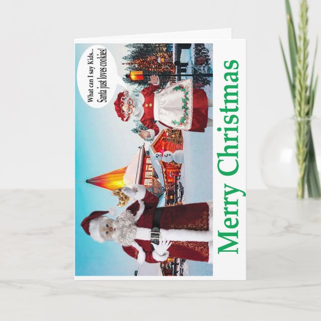 Cartão Feliz Natal. Sr e Sra CAT garras. (Frente)