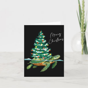 Cartão Feliz Natal Tartaruga Marinha Luzes de Árvore de N