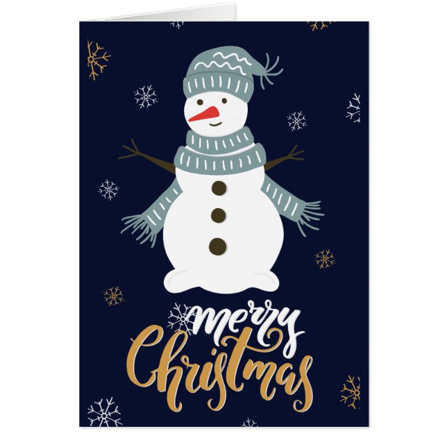 Cartão "Feliz Natal" Tradicional Snowman (Frente)
