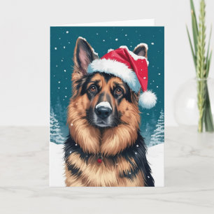 Cartão Feliz Natal Um Cachorro German shepherd em Papais