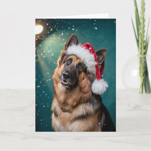 Cartão Feliz Natal Um Cachorro German shepherd em Papais 
