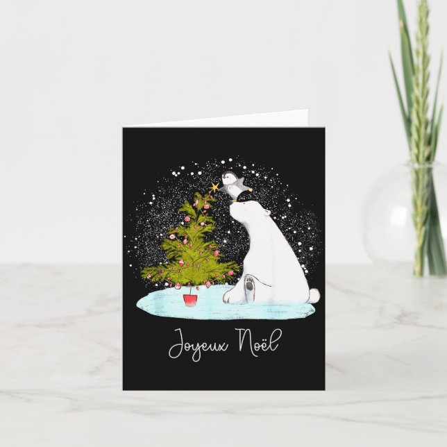 Cartão Feliz Natal - Urso Penguin Lar Fofinho de Natal  (Frente)