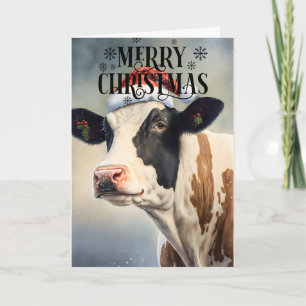 Cartão Feliz Natal Vaca Fofa