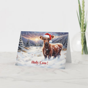 Cartão Feliz Natal Vacas Highland Fofas