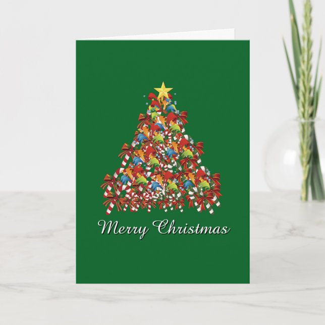 Cartão Feliz Natal Verde Feriado   (Frente)