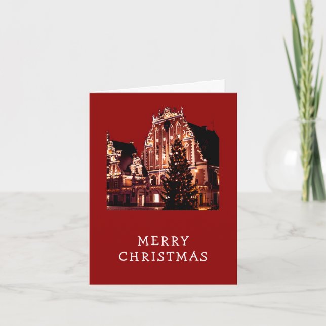 Cartão Feliz Natal vermelho (Frente)