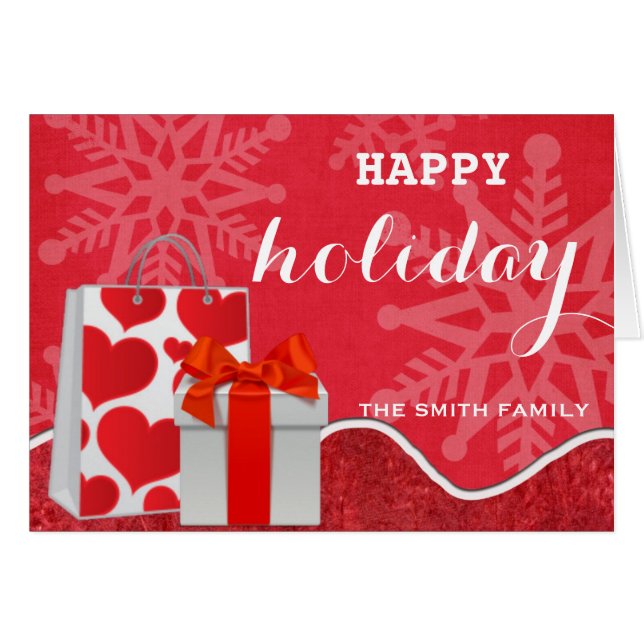 Cartão Feliz Natal Vermelho de Natal (Frente Horizontal)